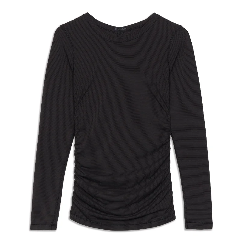 Women's Casual Long Sleeve Tee with Minimalist Look -Ruche Of Adrenaline Long Sleeve Shirt - Resale Women's Casual Long Sleeve Tee with Minimalist Look -Ruche Of Adrenaline Long Sleeve Shirt - Resale