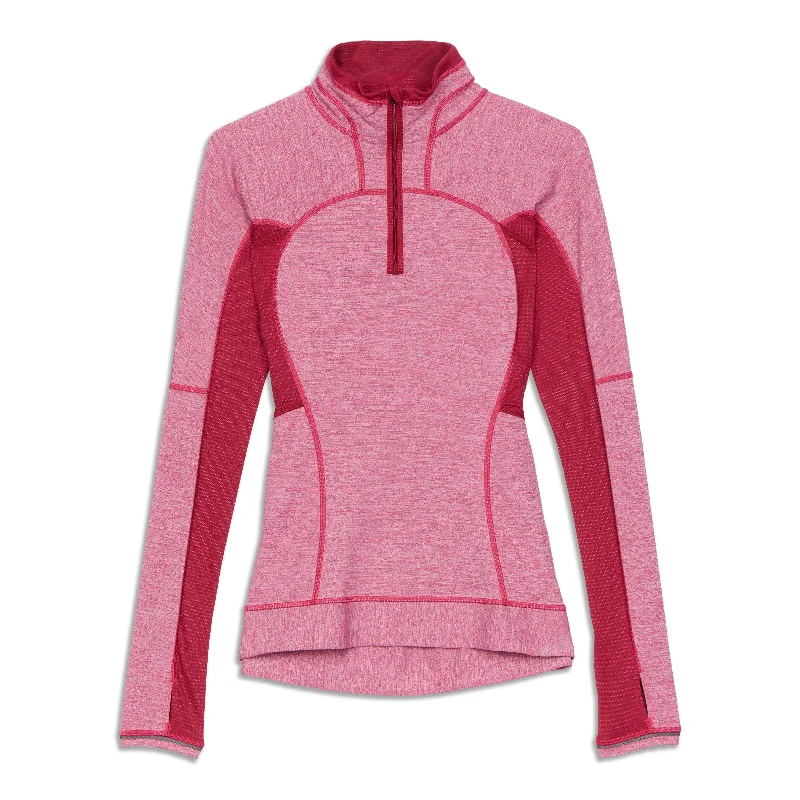 Women's Pullover Long Sleeve T-shirt -Run For Gold Zip Long Sleeve Shirt - Resale