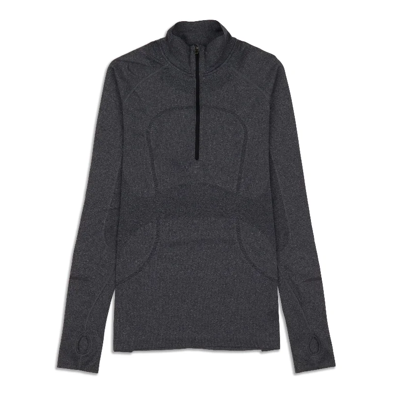 Women's Solid Long Sleeve T-shirt -Run Swiftly Tech Zip Long Sleeve Shirt - Resale