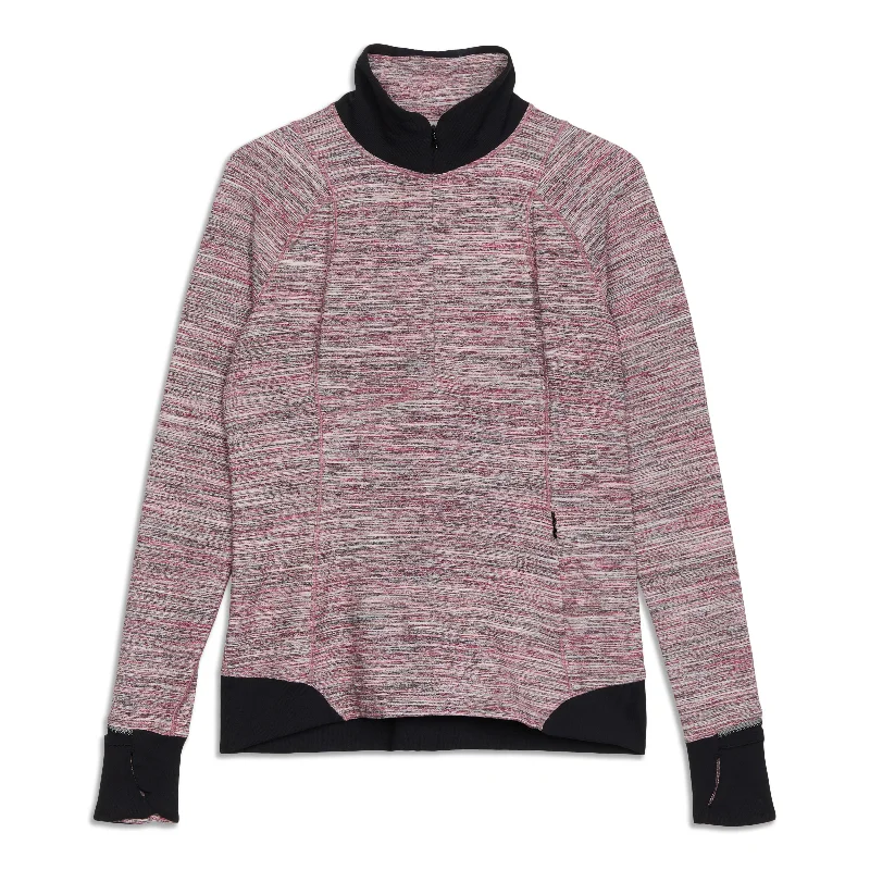 Women's Fashion Long Sleeve T-shirt -Runderful Zip Long Sleeve Shirt - Resale