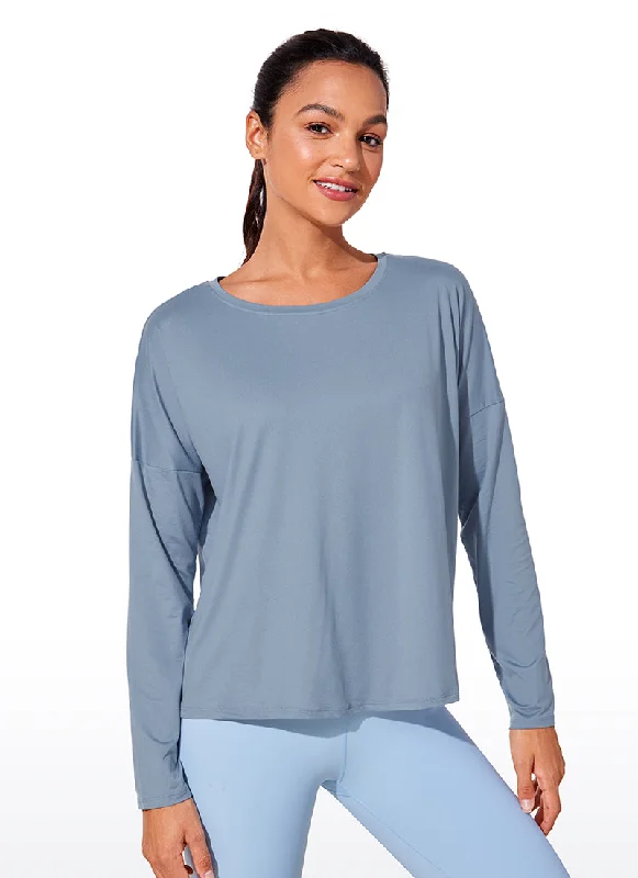 Women's Fun Long Sleeve T-shirt with a Bold Design -UPF 50+ Lightweight Heather Cropped Long Sleeves Women's Fun Long Sleeve T-shirt with a Bold Design -UPF 50+ Lightweight Heather Cropped Long Sleeves