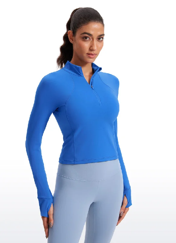 Women's Soft and Cozy Long Sleeve Shirt -Butterluxe Half-Zip Long Sleeve Cropped
