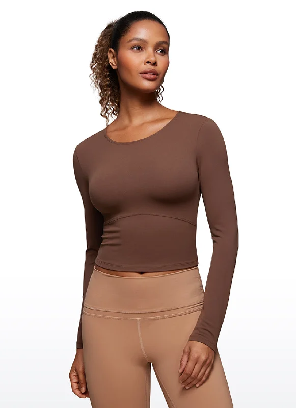 Women's Cozy Long Sleeve T-shirt for Lounge Wear -Butterluxe Cropped Front Seam Long Sleeve Women's Cozy Long Sleeve T-shirt for Lounge Wear -Butterluxe Cropped Front Seam Long Sleeve