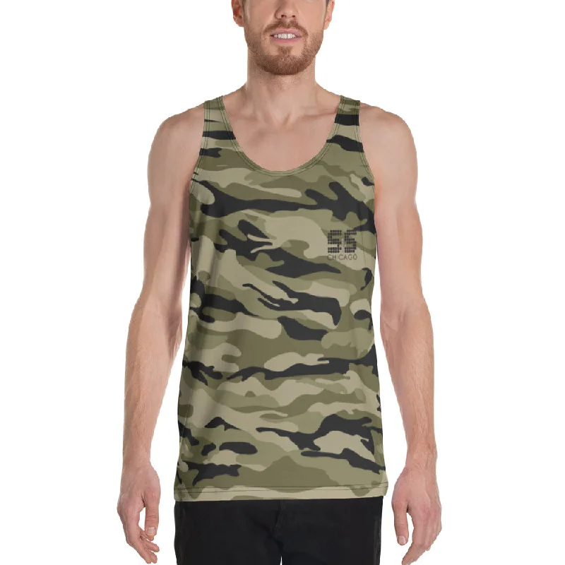Women's Sleeveless Tank Tops -S&S Unisex Tank Top (Green & Black Camouflage)