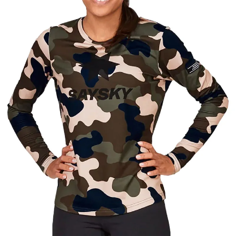 Women's Long Sleeve T-shirt with Pocket -SAYSKY Camo Blaze Long Sleeve Womens Running Top - Green Women's Long Sleeve T-shirt with Pocket -SAYSKY Camo Blaze Long Sleeve Womens Running Top - Green