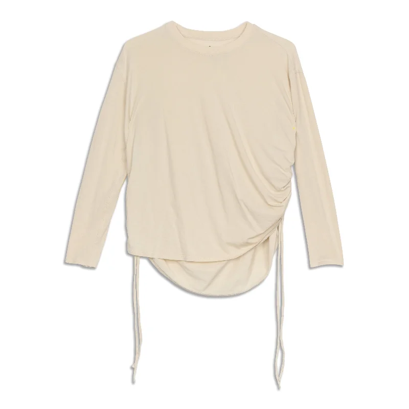Women's Cozy Long Sleeve Shirt with Soft Texture -Side-Cinch Long Sleeve Shirt - Resale Women's Cozy Long Sleeve Shirt with Soft Texture -Side-Cinch Long Sleeve Shirt - Resale