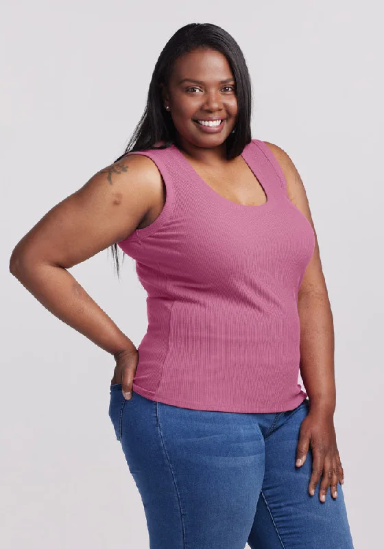 Women's Tank Tops for Gym and Fitness -Sloane Ribbed Tank - Mesa Rose