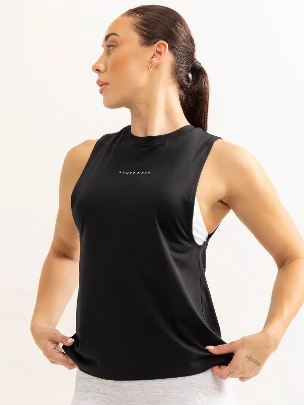 Women's Lightweight Camis for All Weather -Soft Tech Loose Fit Tank - Black