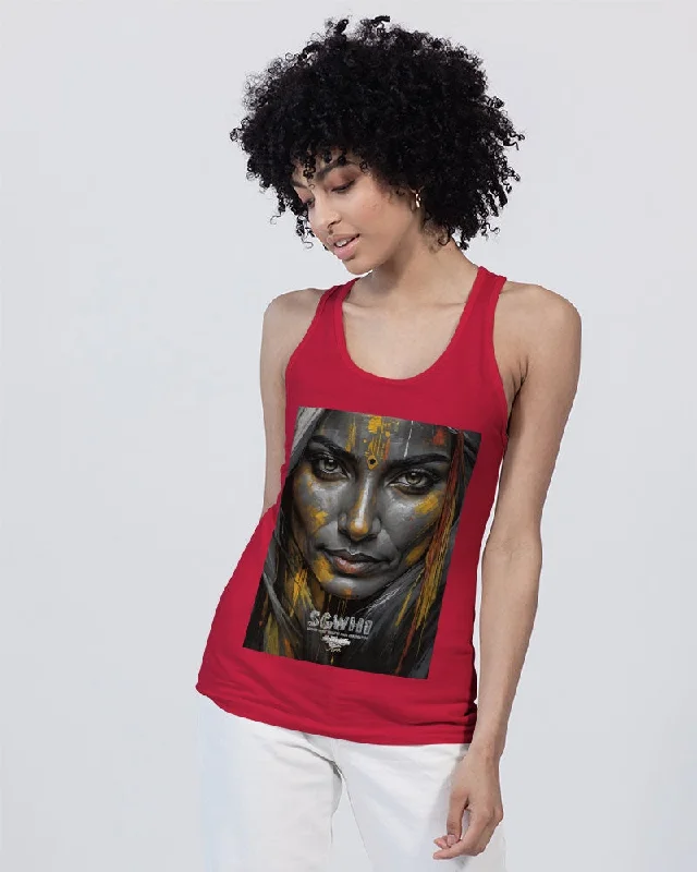 Women's Tunic Camisoles -South Asian silver grey white hair sisters portrait [3] Unisex Jersey Tank | Bella + Canvas