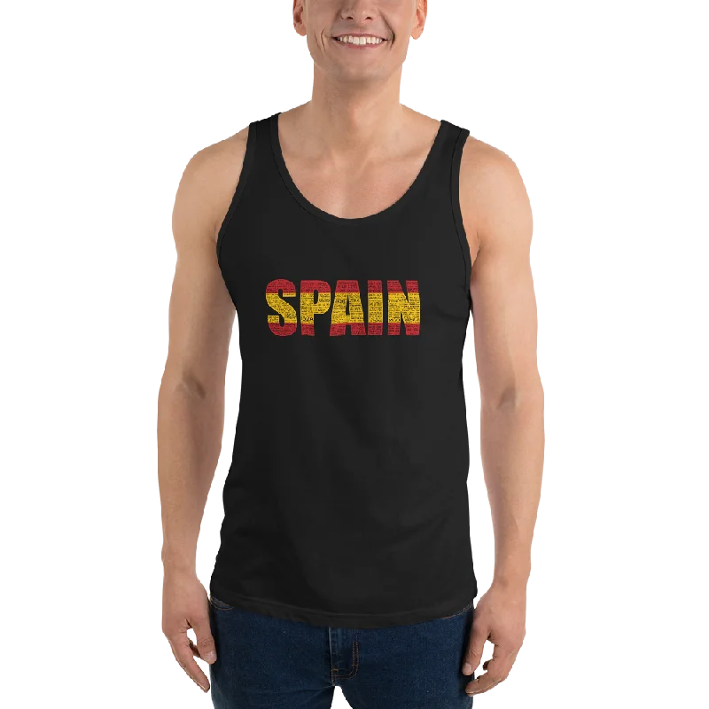 Women's Sexy Lace Camisole -Spain" (Red and Yellow, Black Letters) Unisex Tank Top
