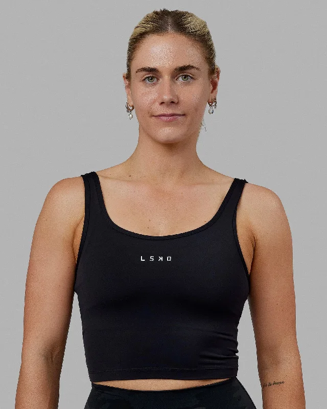 Women's Camisoles with Lace -Staple Active Cropped Tank - Black