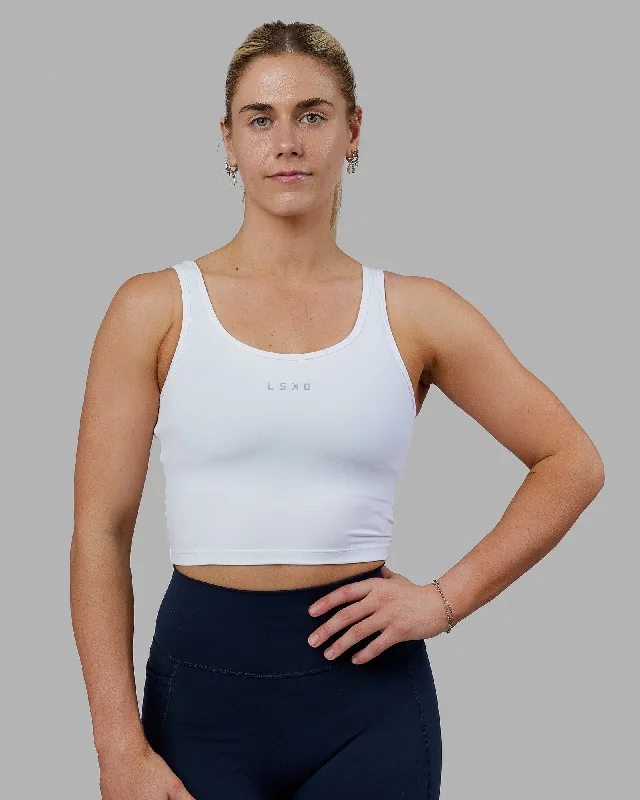 Women's Tank Tops for Everyday Wear -Staple Active Cropped Tank - White