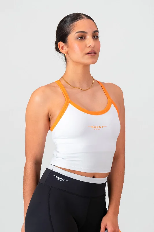 Women's Tank Tops for Layering -Supportive Tank - White & Orange
