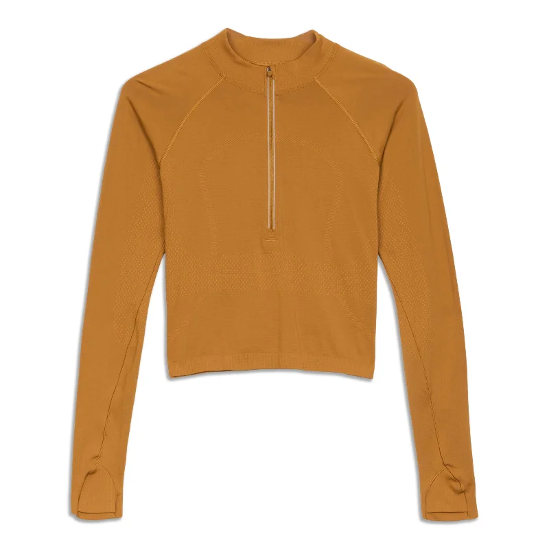 Women's Versatile Long Sleeve T-shirt for Travel -Swiftly Tech Zip Long Sleeve Shirt - Resale Women's Versatile Long Sleeve T-shirt for Travel -Swiftly Tech Zip Long Sleeve Shirt - Resale