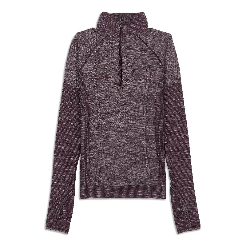 Women's Soft Long Sleeve Shirt for Casual Outfits -Swiftly Wool Zip Long Sleeve Shirt - Resale