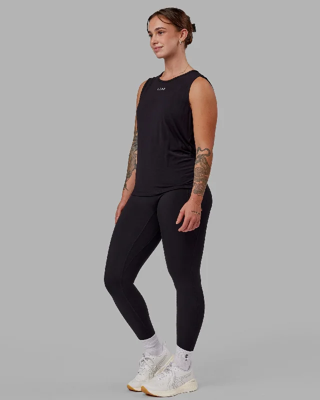 Women's Elegant Camisoles -Swivel Open Back Tank - Black
