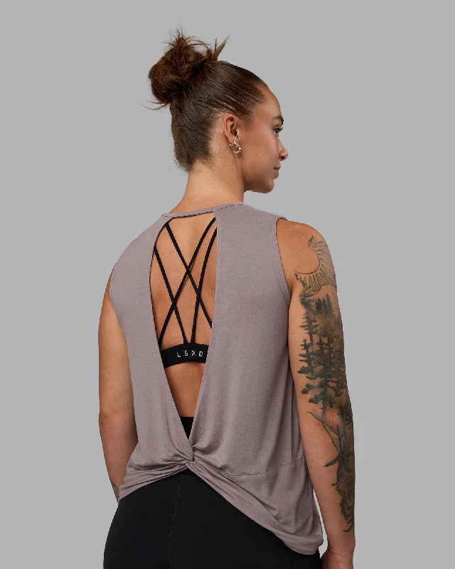 Women's Satin Tank Tops for Night Out -Swivel Open Back Tank - Greyish Purple