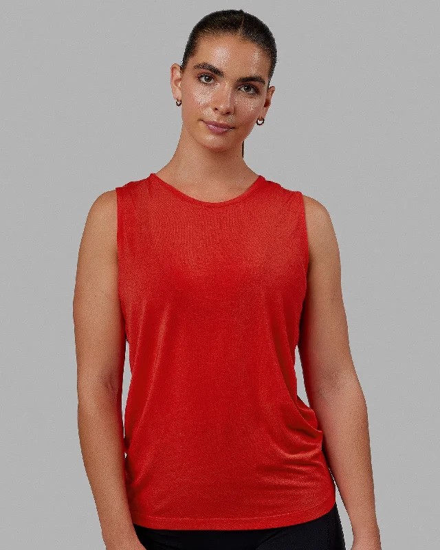 Women's Tunic Tank Tops -Swivel Open Back Tank - Infrared