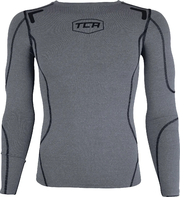 Women's Oversized Long Sleeve T-shirt for Relaxation -TCA Elite Plus Long Sleeve Junior Compression Top - Grey