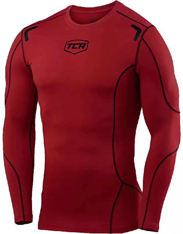 Women's All-Day Long Sleeve T-shirt -TCA Elite Plus Long Sleeve Junior Compression Top - Red Women's All-Day Long Sleeve T-shirt -TCA Elite Plus Long Sleeve Junior Compression Top - Red