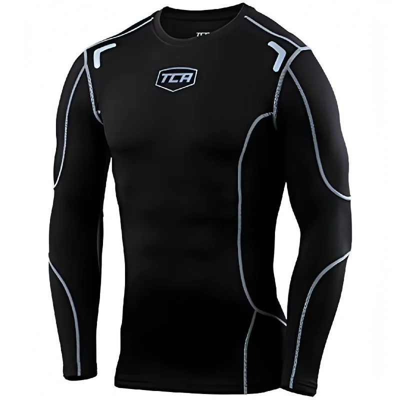 Women's Fashionable Long Sleeve Shirt -TCA Elite Plus Long Sleeve Mens Compression Top - Black
