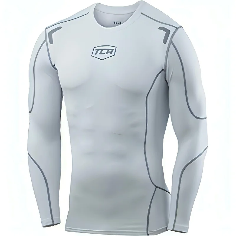 Women's Affordable Long Sleeve T-shirt -TCA Elite Plus Long Sleeve Mens Compression Top - White Women's Affordable Long Sleeve T-shirt -TCA Elite Plus Long Sleeve Mens Compression Top - White
