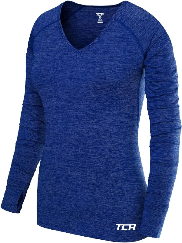 Women's Fall Long Sleeve T-shirt -TCA Elle V-Neck Long Sleeve Womens Running Top - Blue Women's Fall Long Sleeve T-shirt -TCA Elle V-Neck Long Sleeve Womens Running Top - Blue