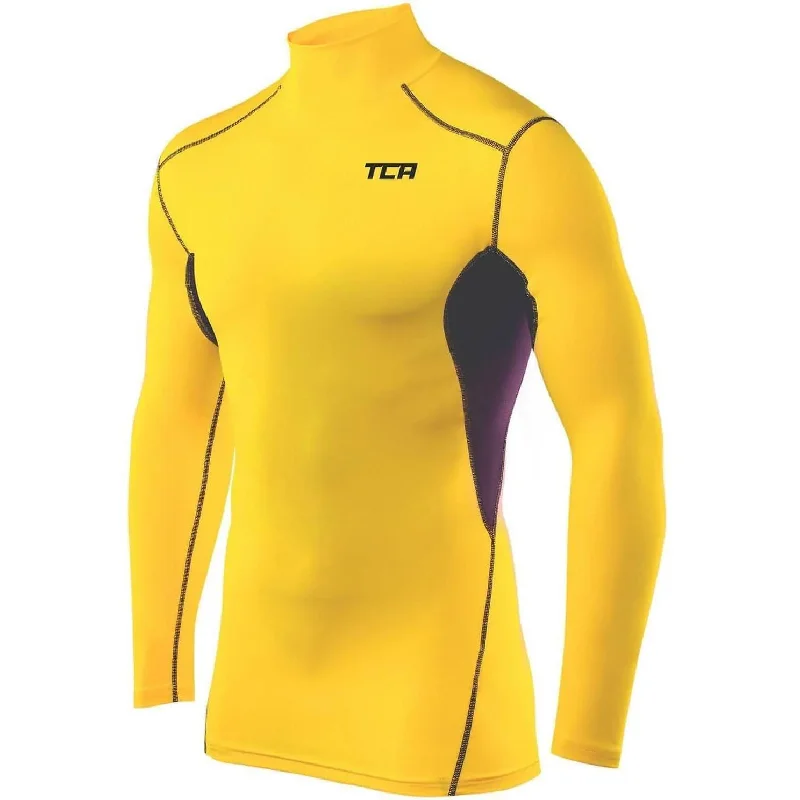 Women's Seamless Long Sleeve Shirt -TCA HyperFusion Mock Neck Long Sleeve Junior Compression Top - Yellow Women's Seamless Long Sleeve Shirt -TCA HyperFusion Mock Neck Long Sleeve Junior Compression Top - Yellow
