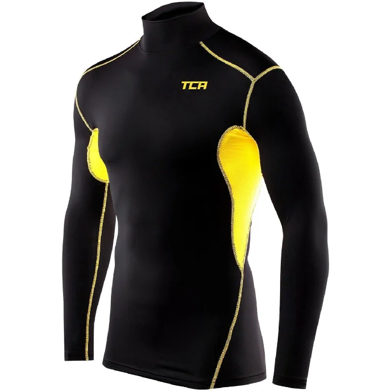 Women's High-quality Cotton Long Sleeve T-shirt -TCA HyperFusion Mock Neck Long Sleeve Mens Compression Top - Black Women's High-quality Cotton Long Sleeve T-shirt -TCA HyperFusion Mock Neck Long Sleeve Mens Compression Top - Black