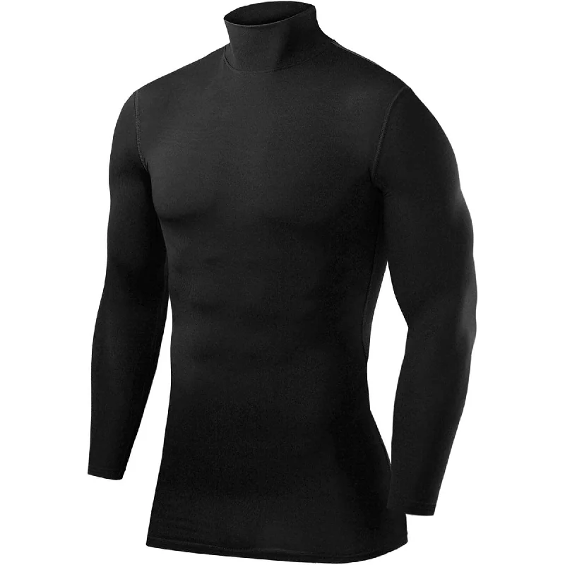 Women's Casual T-shirt with Long Sleeves -TCA PowerLayer Long Sleeve Mock Junior Compression Top - Black Women's Casual T-shirt with Long Sleeves -TCA PowerLayer Long Sleeve Mock Junior Compression Top - Black