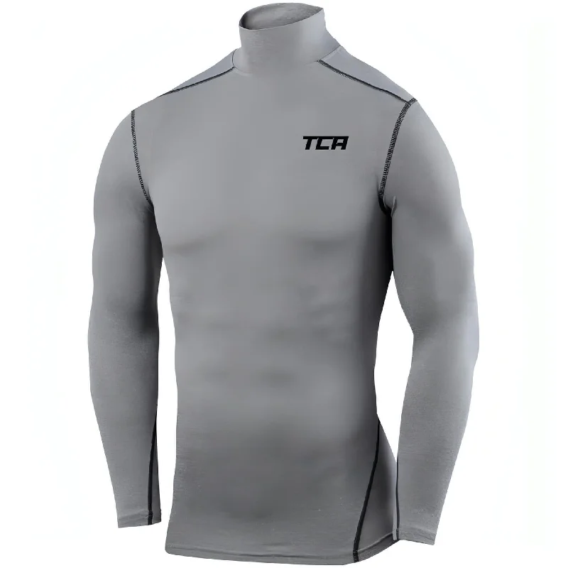 Women's Floral Long Sleeve T-shirt -TCA Pro Performance Long Sleeve Mock Junior Compression Top - Grey