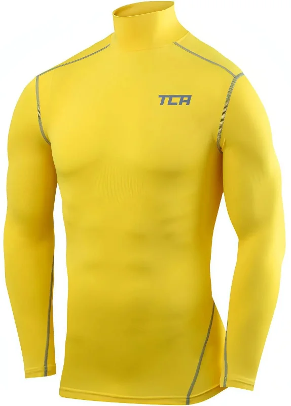 Women's Soft Knit Long Sleeve T-shirt -TCA Pro Performance Long Sleeve Mock Junior Compression Top - Yellow Women's Soft Knit Long Sleeve T-shirt -TCA Pro Performance Long Sleeve Mock Junior Compression Top - Yellow