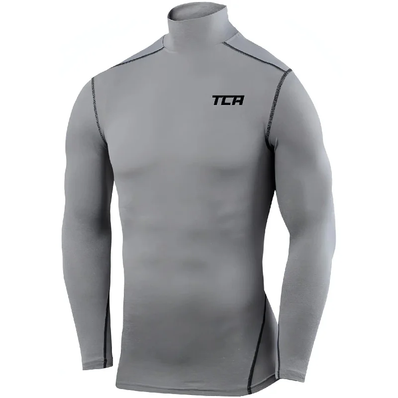 Women's Relaxed Long Sleeve Top -TCA Pro Performance Long Sleeve Mock Mens Compression Top - Grey
