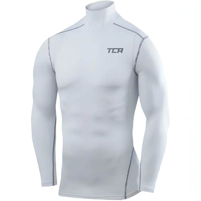 Women's Long Sleeve T-shirt with Trendy Prints -TCA Pro Performance Long Sleeve Mock Mens Compression Top - White Women's Long Sleeve T-shirt with Trendy Prints -TCA Pro Performance Long Sleeve Mock Mens Compression Top - White