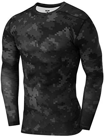 Women's Relaxed Long Sleeve T-shirt with Text Print -TCA Pro Performance Mens Long Sleeve Compression Top - Black Women's Relaxed Long Sleeve T-shirt with Text Print -TCA Pro Performance Mens Long Sleeve Compression Top - Black
