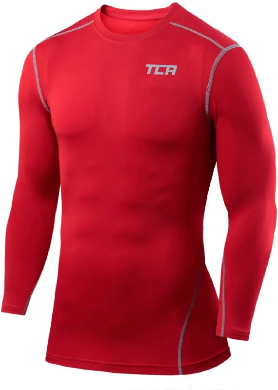 Women's Stylish Long Sleeve Shirt with Modern Details -TCA Pro Performance Mens Long Sleeve Compression Top - Red Women's Stylish Long Sleeve Shirt with Modern Details -TCA Pro Performance Mens Long Sleeve Compression Top - Red