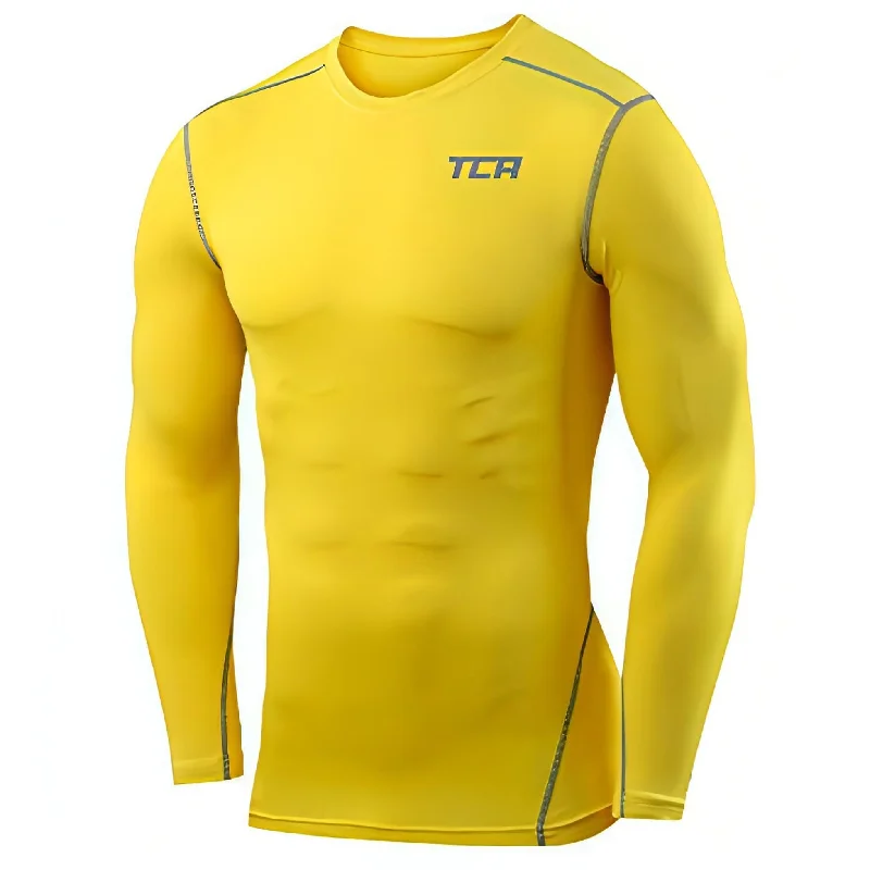 Women's Cotton Blend Long Sleeve T-shirt -TCA Pro Performance Mens Long Sleeve Compression Top - Yellow Women's Cotton Blend Long Sleeve T-shirt -TCA Pro Performance Mens Long Sleeve Compression Top - Yellow