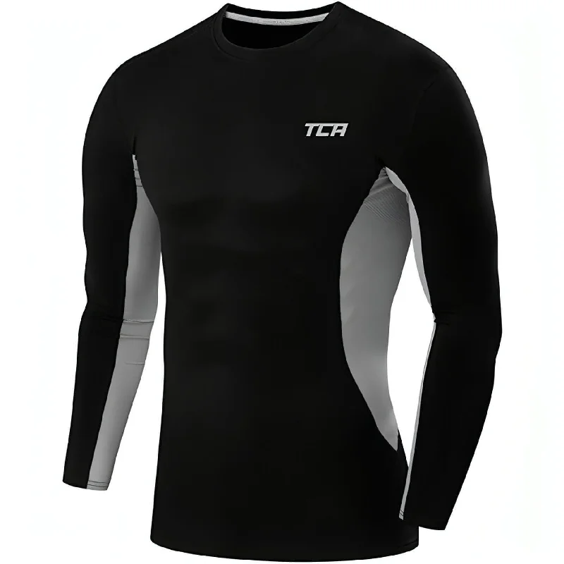 Women's T-shirt with Long Sleeves for Cold Weather -TCA SuperThermal FX Laser Mens Long Sleeve Running Top - Black Women's T-shirt with Long Sleeves for Cold Weather -TCA SuperThermal FX Laser Mens Long Sleeve Running Top - Black