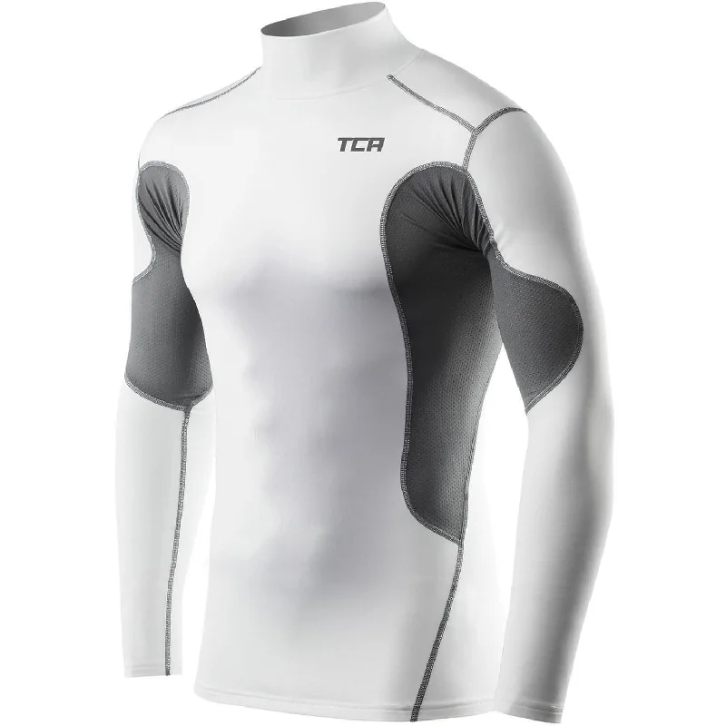 Women's Streetwear Long Sleeve T-shirt -TCA SuperThermal Long Sleeve Mock Junior Compression Top - White