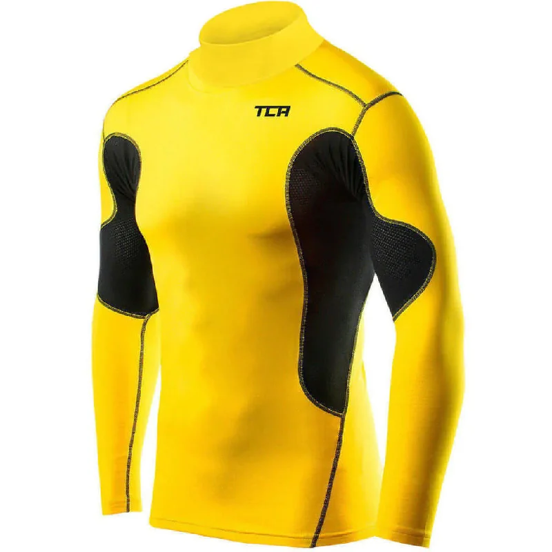Women's Sleek Long Sleeve T-shirt -TCA SuperThermal Long Sleeve Mock Junior Compression Top - Yellow