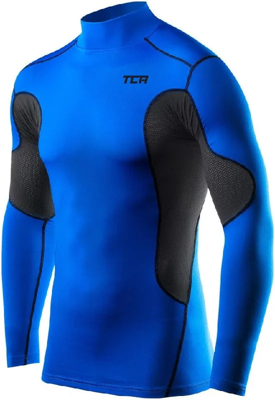 Women's Cozy Long Sleeve T-shirt for Fall -TCA SuperThermal Long Sleeve Mock Mens Compression Top - Blue Women's Cozy Long Sleeve T-shirt for Fall -TCA SuperThermal Long Sleeve Mock Mens Compression Top - Blue