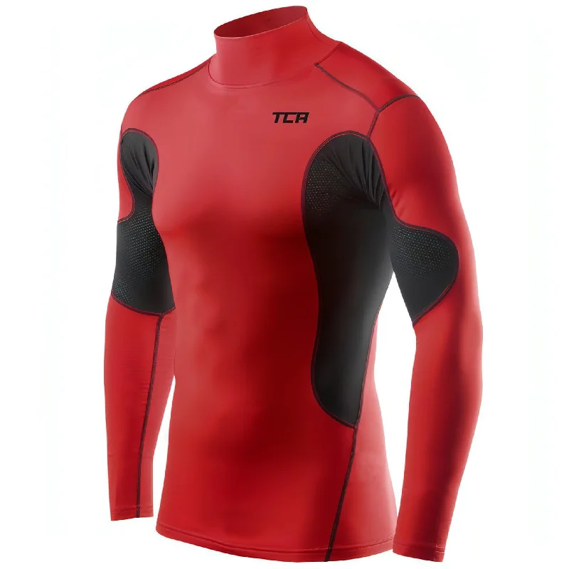 Women's Warm Casual Long Sleeve T-shirt -TCA SuperThermal Long Sleeve Mock Mens Compression Top - Red Women's Warm Casual Long Sleeve T-shirt -TCA SuperThermal Long Sleeve Mock Mens Compression Top - Red