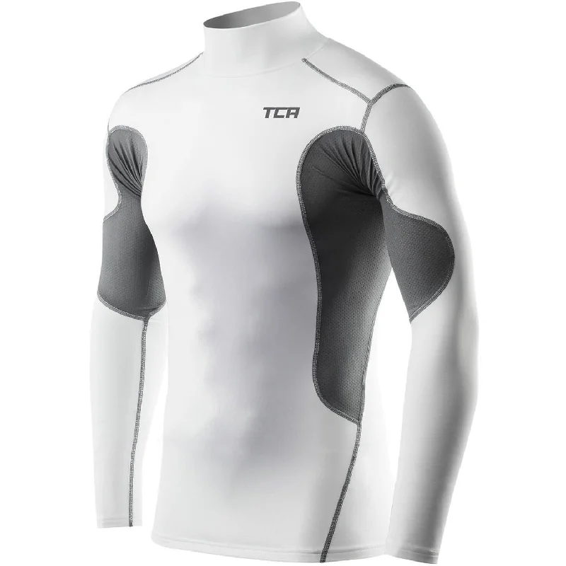 Women's Easy-going Long Sleeve T-shirt -TCA SuperThermal Long Sleeve Mock Mens Compression Top - White Women's Easy-going Long Sleeve T-shirt -TCA SuperThermal Long Sleeve Mock Mens Compression Top - White