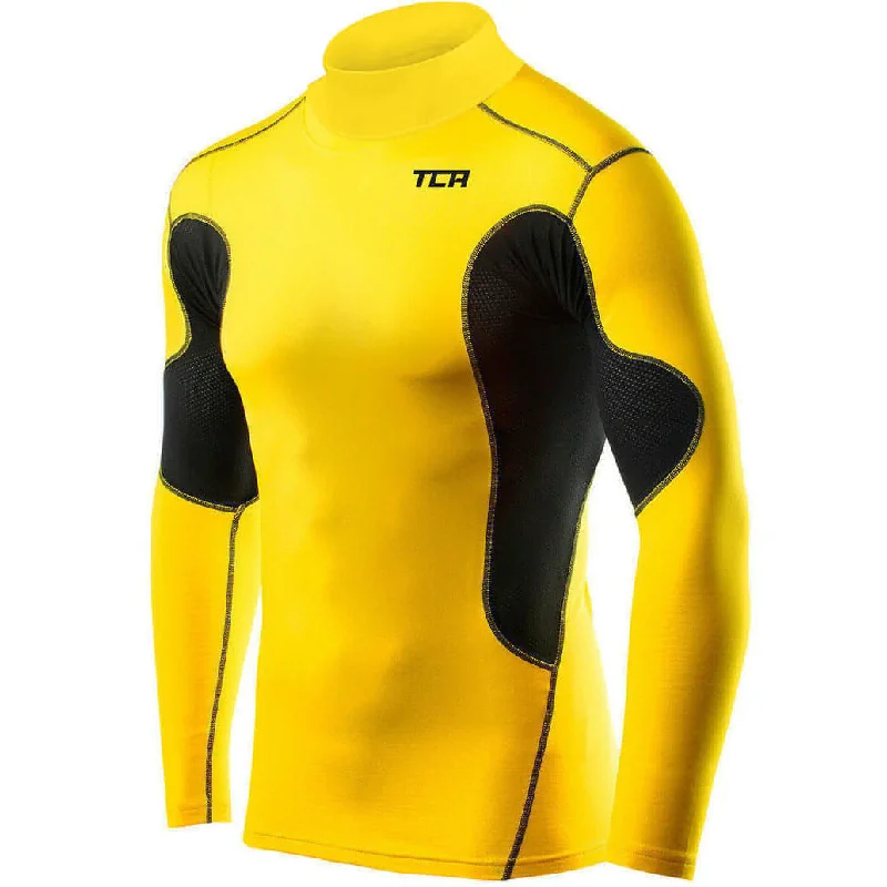 Women's Turtleneck Long Sleeve T-shirt -TCA SuperThermal Long Sleeve Mock Mens Compression Top - Yellow Women's Turtleneck Long Sleeve T-shirt -TCA SuperThermal Long Sleeve Mock Mens Compression Top - Yellow