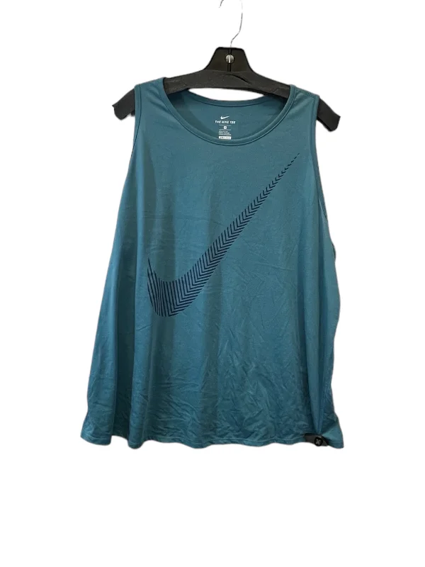 Women's Sleek Tank Tops for Polished Look -Teal Athletic Tank Top Nike, Size 2x