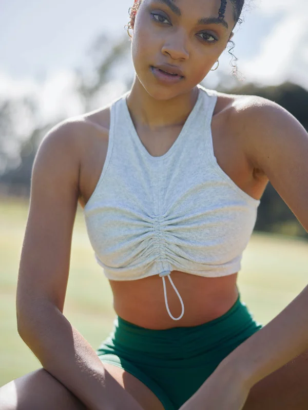Women's Tank Tops for Layering -Tempo Rib Tank - Snow Grey Marl