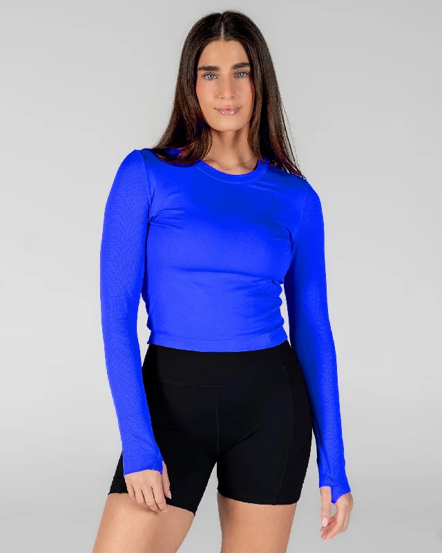 Women's Stretch Long Sleeve T-shirt -Tempo Long Sleeve (Mid-Length) - Cobalt