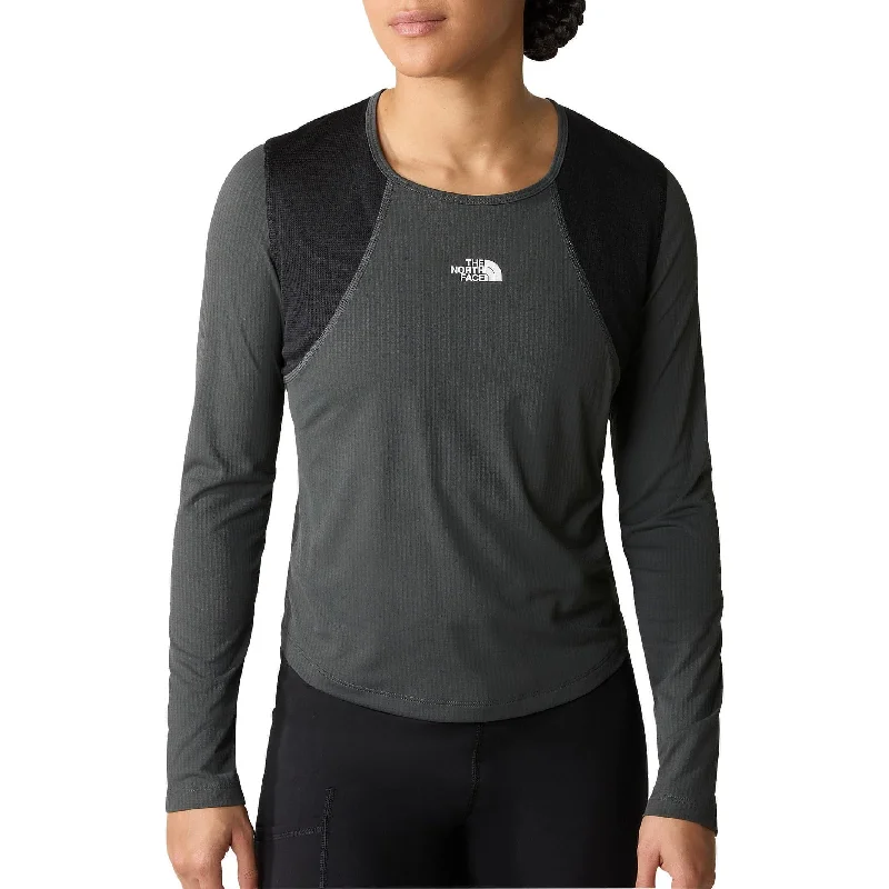 Women's Soft Touch Long Sleeve T-shirt for Fall -The North Face Lightbright Long Sleeve Womens Running Top - Grey