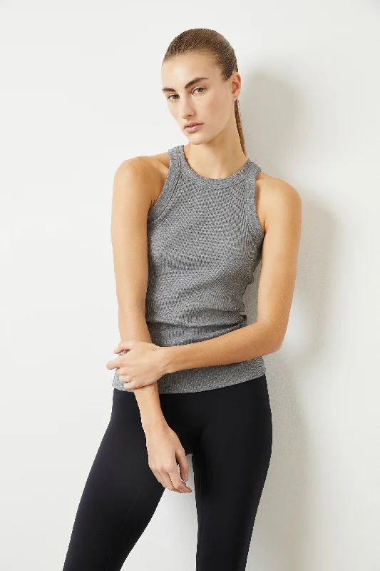 Women's Athletic Tank Tops -Rivington Ribbed Tank - Grey Heather