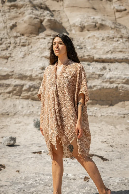 Women's Boho Kimono-THEA Kimono Scarf Shawl Wrap Robe Bundle Set Rustic Orange Beach Festival Natural Netted Cotton See Through Soft Free Flow Boho AJJAYA Women's Boho Kimono-THEA Kimono Scarf Shawl Wrap Robe Bundle Set Rustic Orange Beach Festival Natural Netted Cotton See Through Soft Free Flow Boho AJJAYA